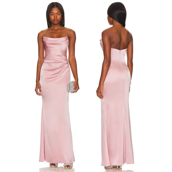 Katie May Taylor Strapless Gown Satin Party Formal Wedding Gala Prom Pink Sz XS - Picture 1 of 10